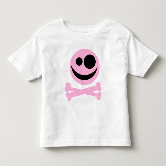 Skull and Crossbones. Pink and Black. Toddler T-shirt (Front)