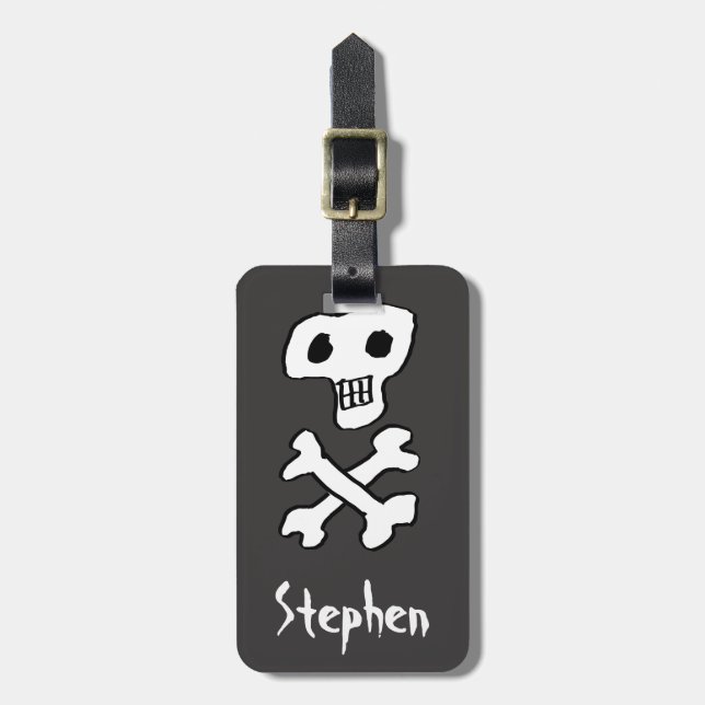 Skull and Crossbones Pirate Design Luggage Tag (Front Vertical)