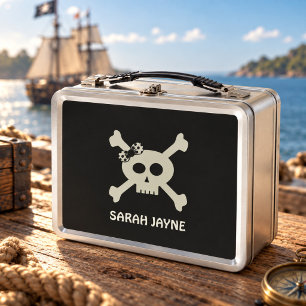 Skull and Crossbones Pirate Flag Metal Lunch Box