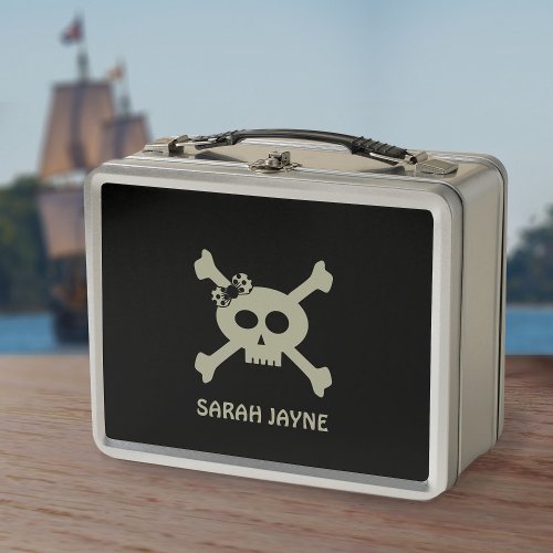 Skull and Crossbones Pirate Flag Metal Lunchbox