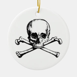 Skull and Crossbones Pirate Icon Ceramic Ornament