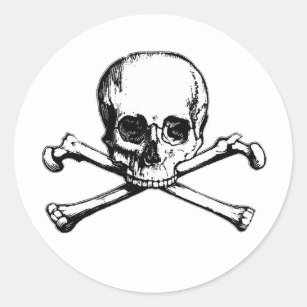 Skull and Crossbones Pirate Icon Classic Round Sticker