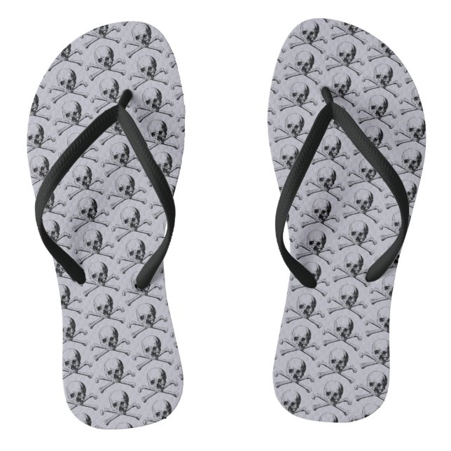 Skull and Crossbones Pirate Jolly Roger Flip Flops (Footbed)