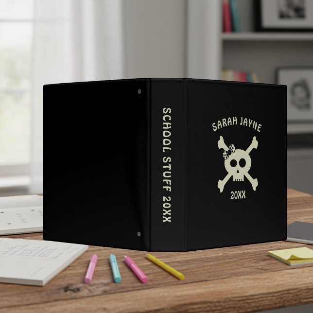 Skull and Crossbones Pirate Name School Binder (A fun pirate themed back to school binder with space for your name and year)
