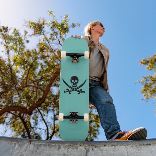 SKULL AND CROSSBONES PIRATE SKATEBOARD DECK (Outdoor 1)
