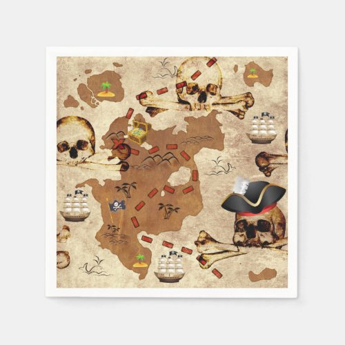 Skull and Crossbones Pirate Treasure Map Napkins