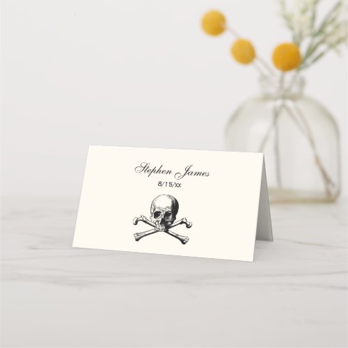 Skull and Crossbones Place Card Escort Card Ivory