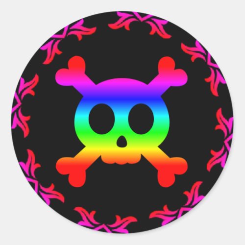 Skull and Crossbones Rainbow Sticker