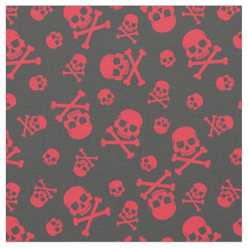 Skull and Crossbones Red Motorcycle Fabric