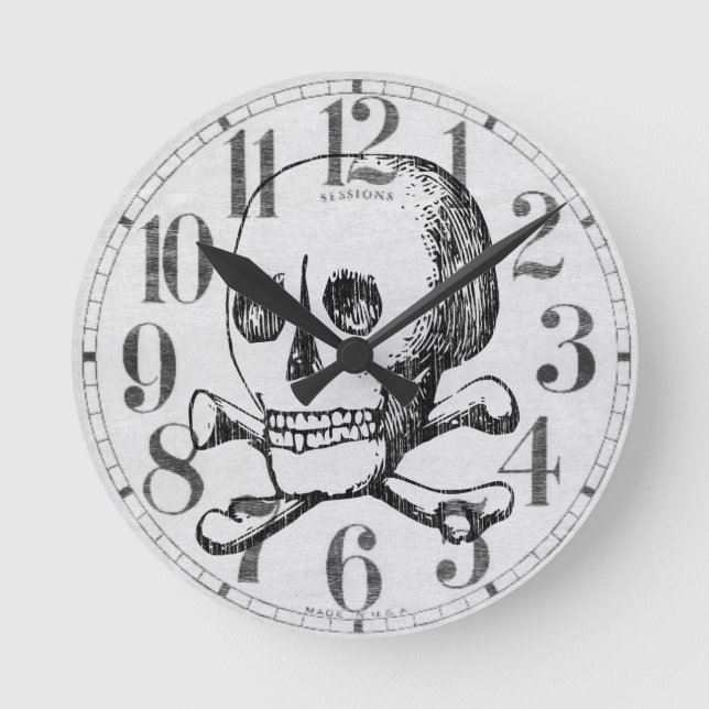 Skull and Crossbones Round Clock (Front)