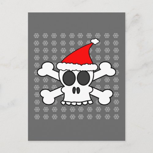 Skull and Crossbones Santa Hat Holiday Postcard
