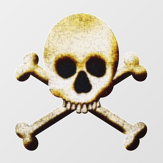 Skull And Crossbones Scary Halloween Haunted House Wall Decal (Front)