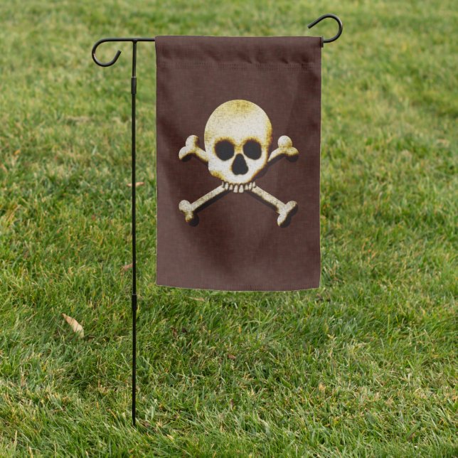 Skull And Crossbones Scary Halloween Party Plates Garden Flag (In SItu)