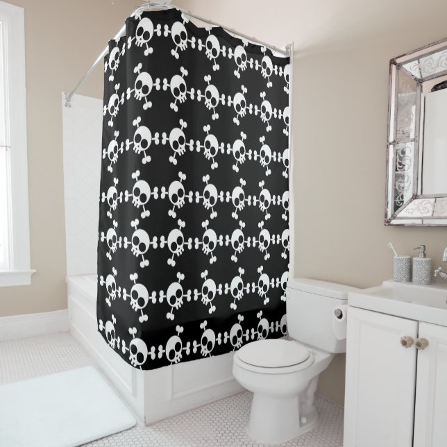 Skull and Crossbones Shower Curtain (In Situ)