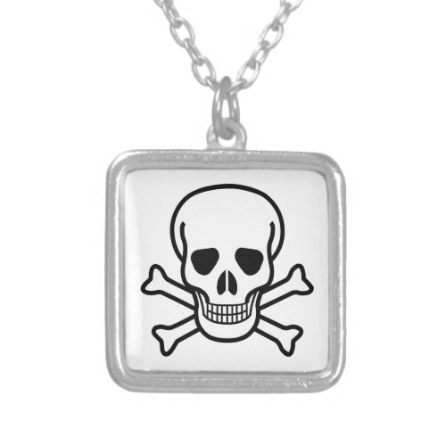 Skull and Crossbones Silver Plated Necklace