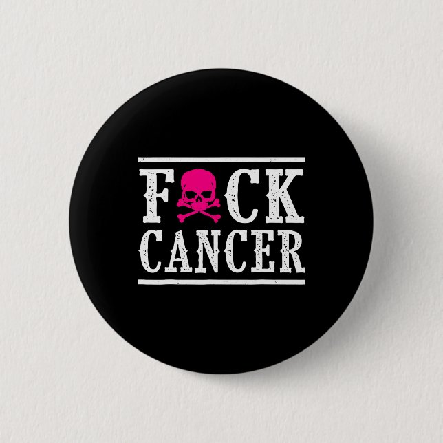 Skull And Crossbones Skeleton Breast Cancer  Button (Front)