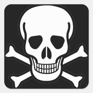Skull and Crossbones Square Sticker