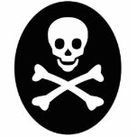 Skull and Crossbones Statuette<br><div class="desc">This skull and crossbones photo sculpture can be changed to a pin,  magnet,  ornament,  or keychain to hang from your rear view mirror,  tree,  tote bag or backpack.</div>