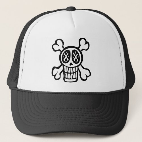 skull and crossbones trucker hat