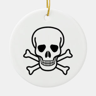 Skull and Crossbones Vintage Gothic Pirate Design Ceramic Ornament