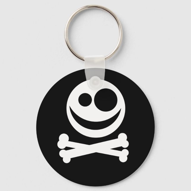Skull and Crossbones. White and Black. Keychain (Front)