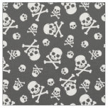 Skull and Crossbones White Halloween Fabric