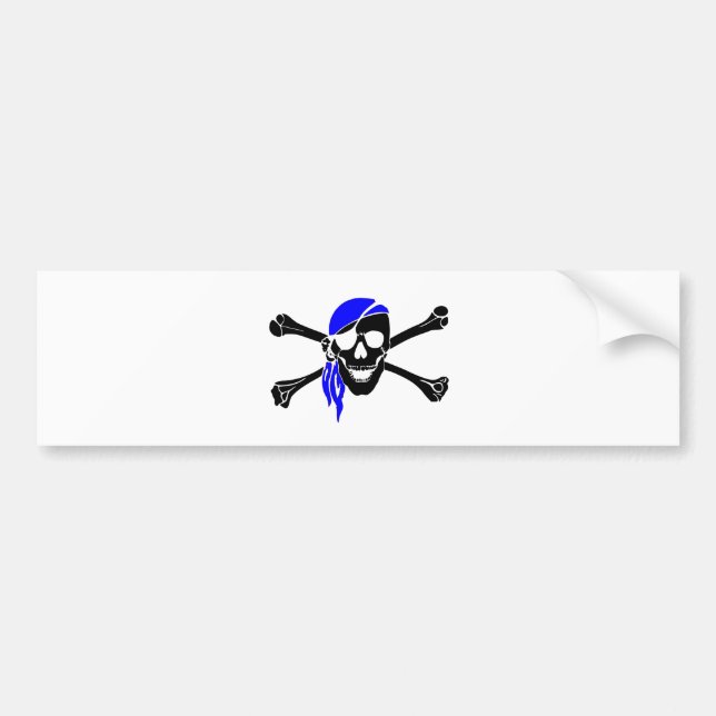 Skull And Crossbones With Bandana Bumper Sticker (Front)