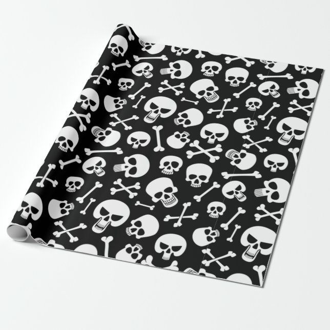 Skull and Crossbones Wrapping Paper (Unrolled)