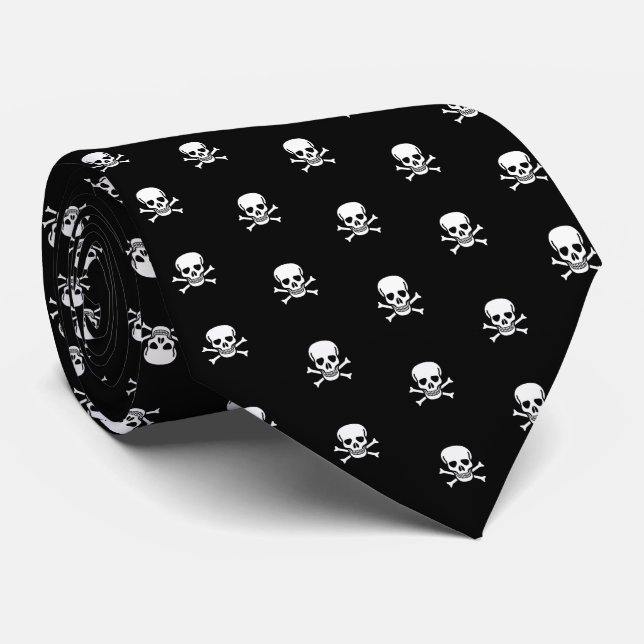 Skull and Crossbones Your Background Color Tie (Rolled)