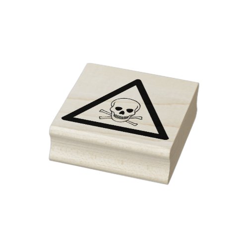 Skull and Crossed Bone in Triangle Poison Symbol Rubber Stamp