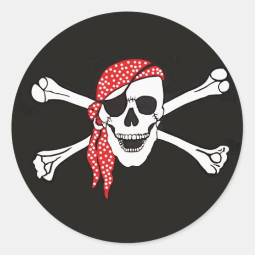 Skull and Crossed Bones Pirate Flag Classic Round Sticker