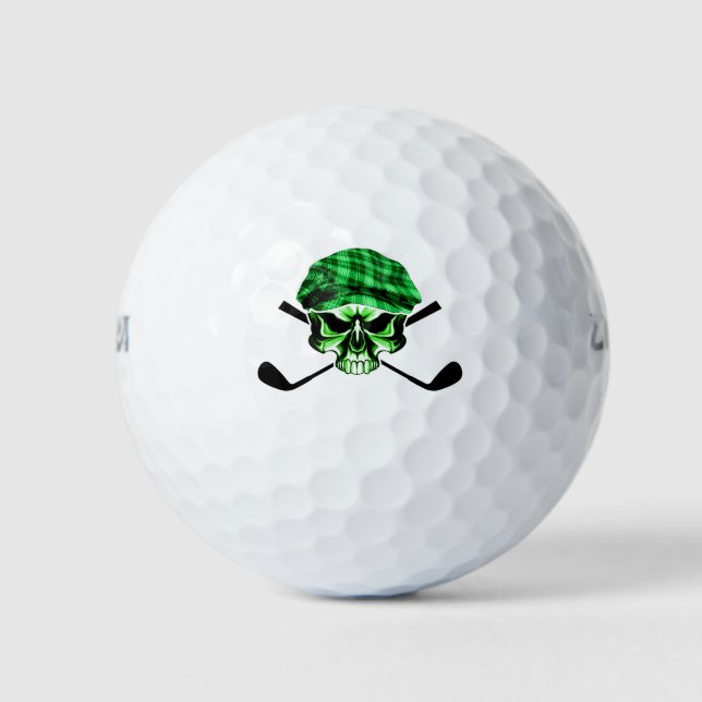 Skull and Crossed Golf Clubs Golf Balls (Front)