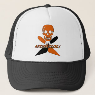 Skull and Crossed Trowels Archaeology Trucker Hat