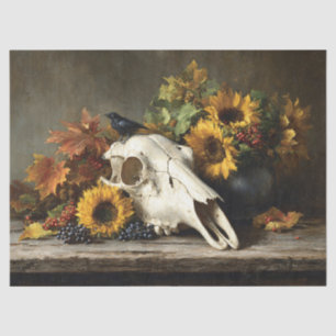 Skull and Crow Autumn Still Life Decoupage Tissue Paper