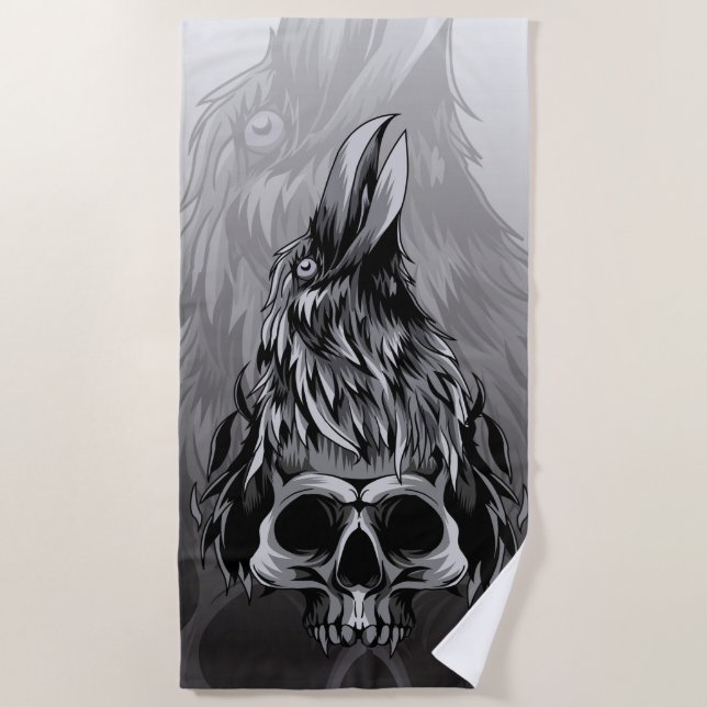 Skull and Crow Beach Towel (Front)