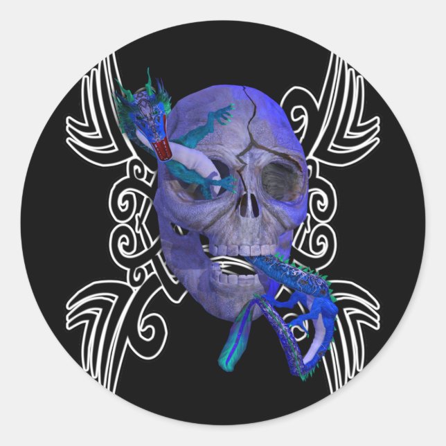 Skull and Dragon Tattoo Sticker (Front)