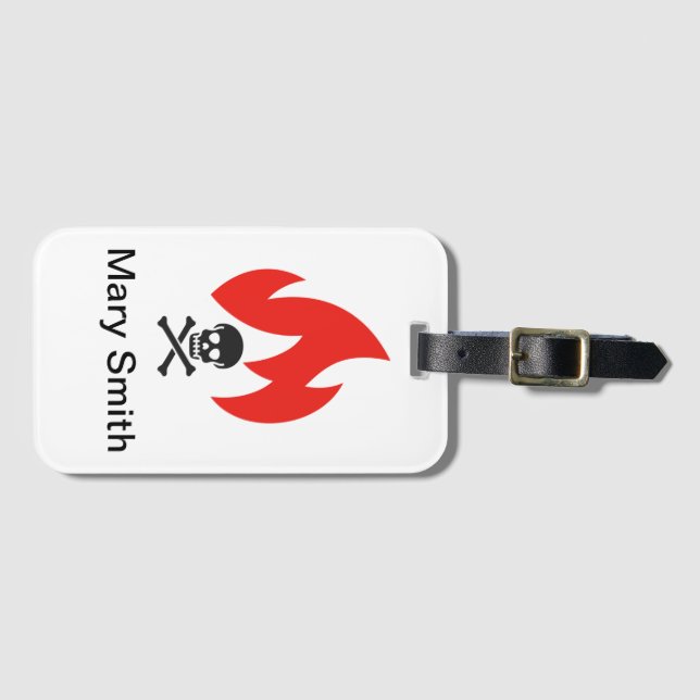 Skull and Fire Luggage Tag (Front Horizontal)