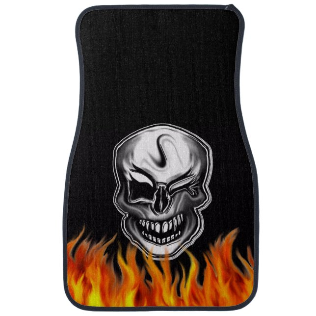 Skull and Flames Car Mats (Front)