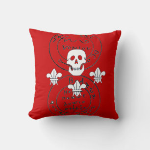 SKULL AND FLEUR DE LISE  / PIRATES TREASURE MAPS, THROW PILLOW