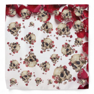 Skull and flowers bandana
