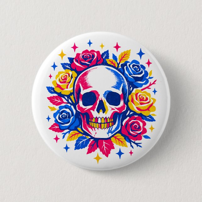Skull and Flowers Button (Front)