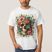 Skull and Flowers - Colorful Floral Design