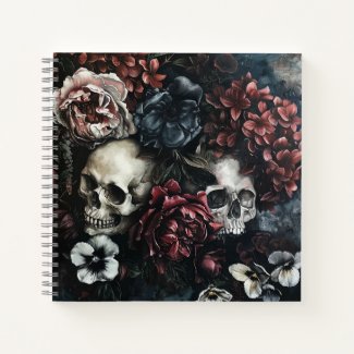Skull and Flowers Dark Academia