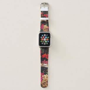Skull and Flowers Day of The Dead Seamless Backgro Apple Watch Band