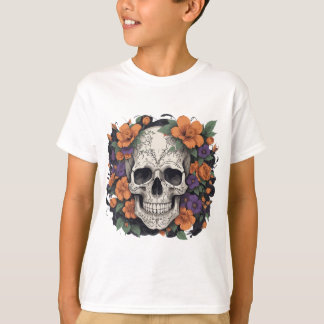 Skull and Flowers – Floral Skull Fusion T-Shirt