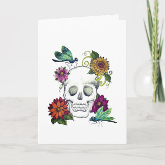 Skull and Flowers greeting card