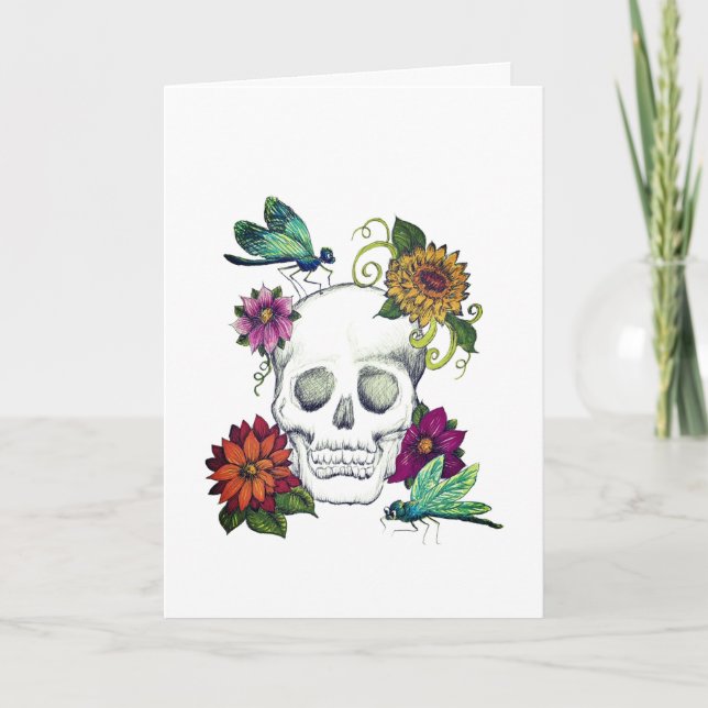 Skull and Flowers greeting card (Front)