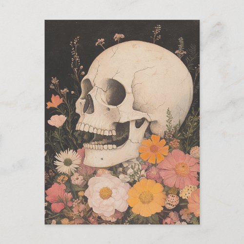 Skull and Flowers Postcard