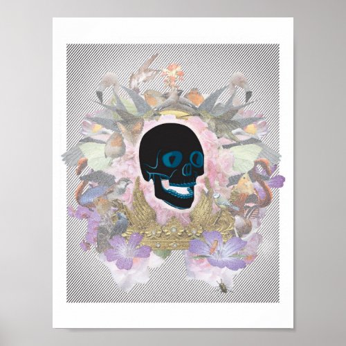 Skull and flowers poster