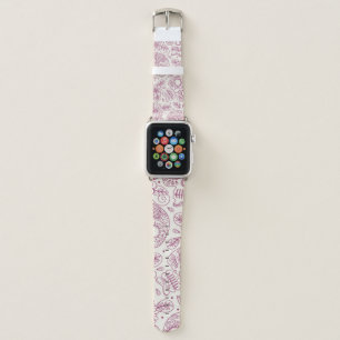 Skull and Flowers. Seamless Background. Mexican da Apple Watch Band